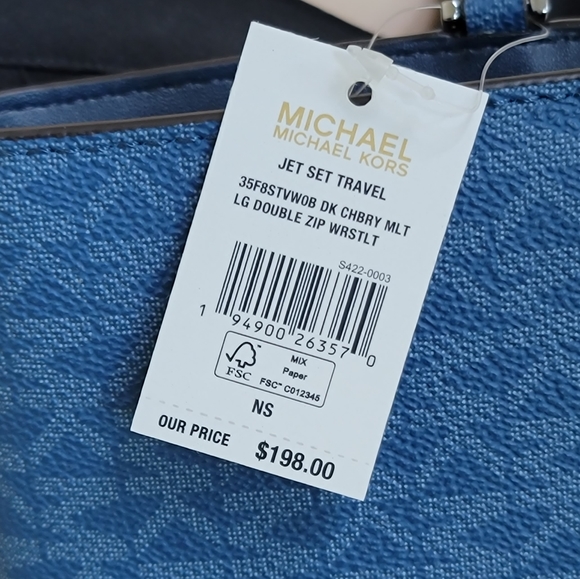 ⚠️LAST 1⚠️ Michael Kors Jet Set Double Zip LG Wristlet Blue - Picture 5 of 6